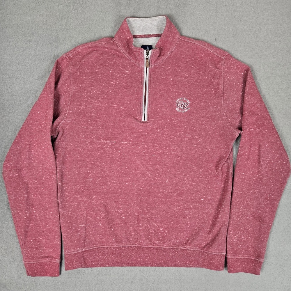 Johnnie-O Sully 1/4 Zip Pullover Mens Medium Sweater Red Great‎ River Golf Club